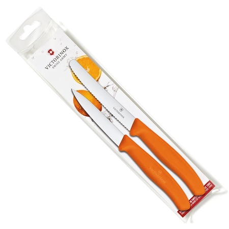 Swiss Army Brands Victorinox Kitchen Swiss Classic Pillow Packs 40.5In Utility & 30.25In Paring Orange Packaged Map VIC-6.7833.7606.9US1
